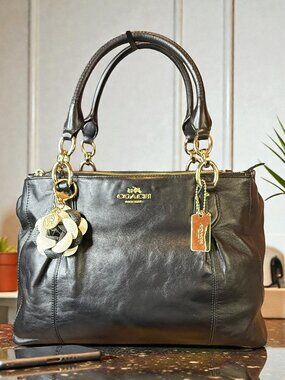 Coach Colette Carryall + Camellia Flower Charm + Dust Bag